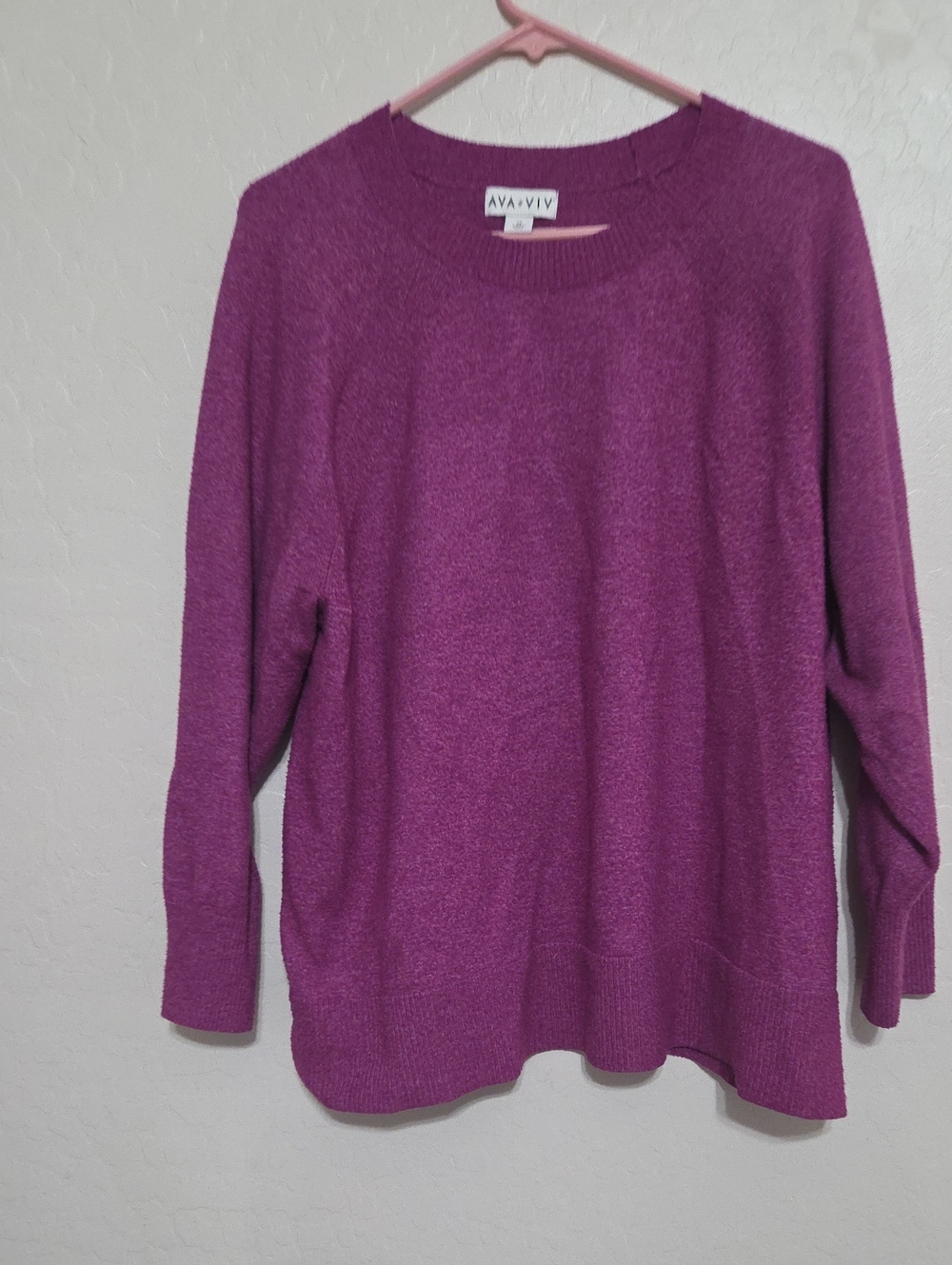 Ava & Viv Women’s 2X Purple Tunic Sweater Long Sleeve Plus Size Side Slits